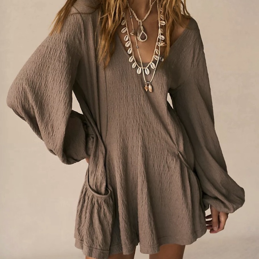 Free People Taupe Mini Dress